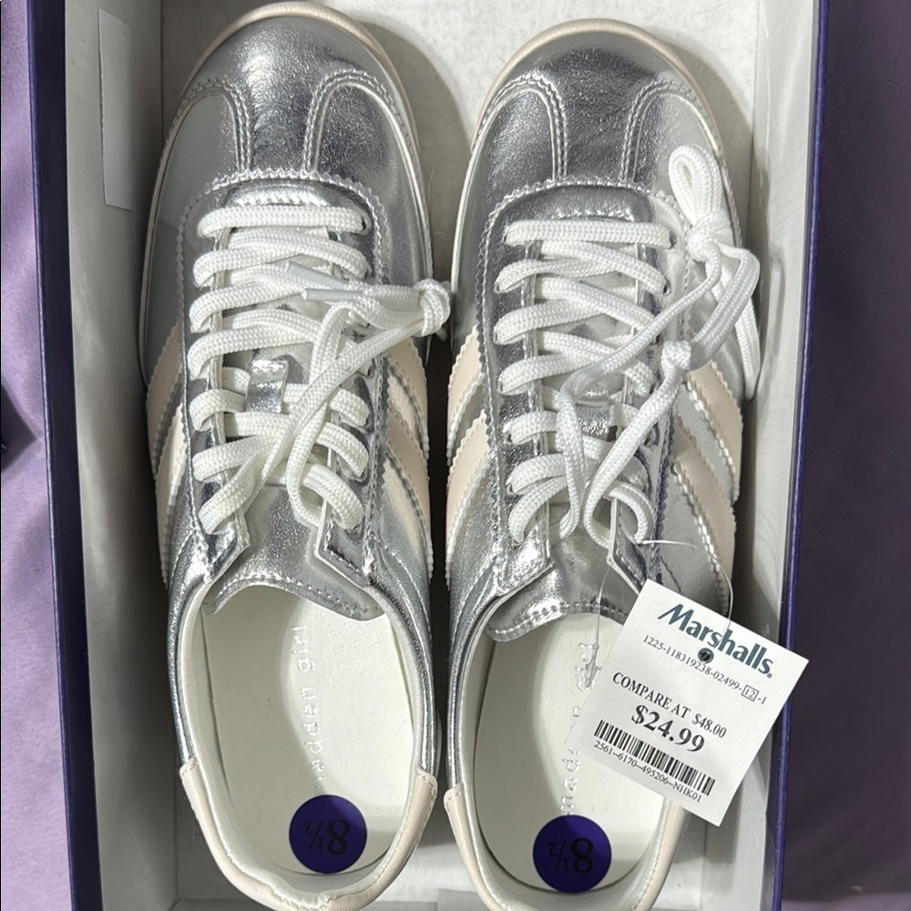 Madden Girl Silver Sneakers Sporty Minimalist Design
